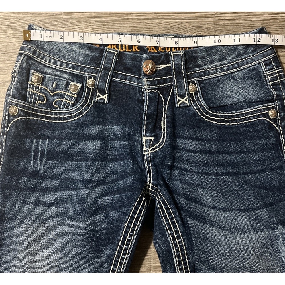 Rock Revival Jessica Flap Pocket Embroidered Low Rise Skinny Jeans SZ 24 (25x31) - Picture 7 of 10